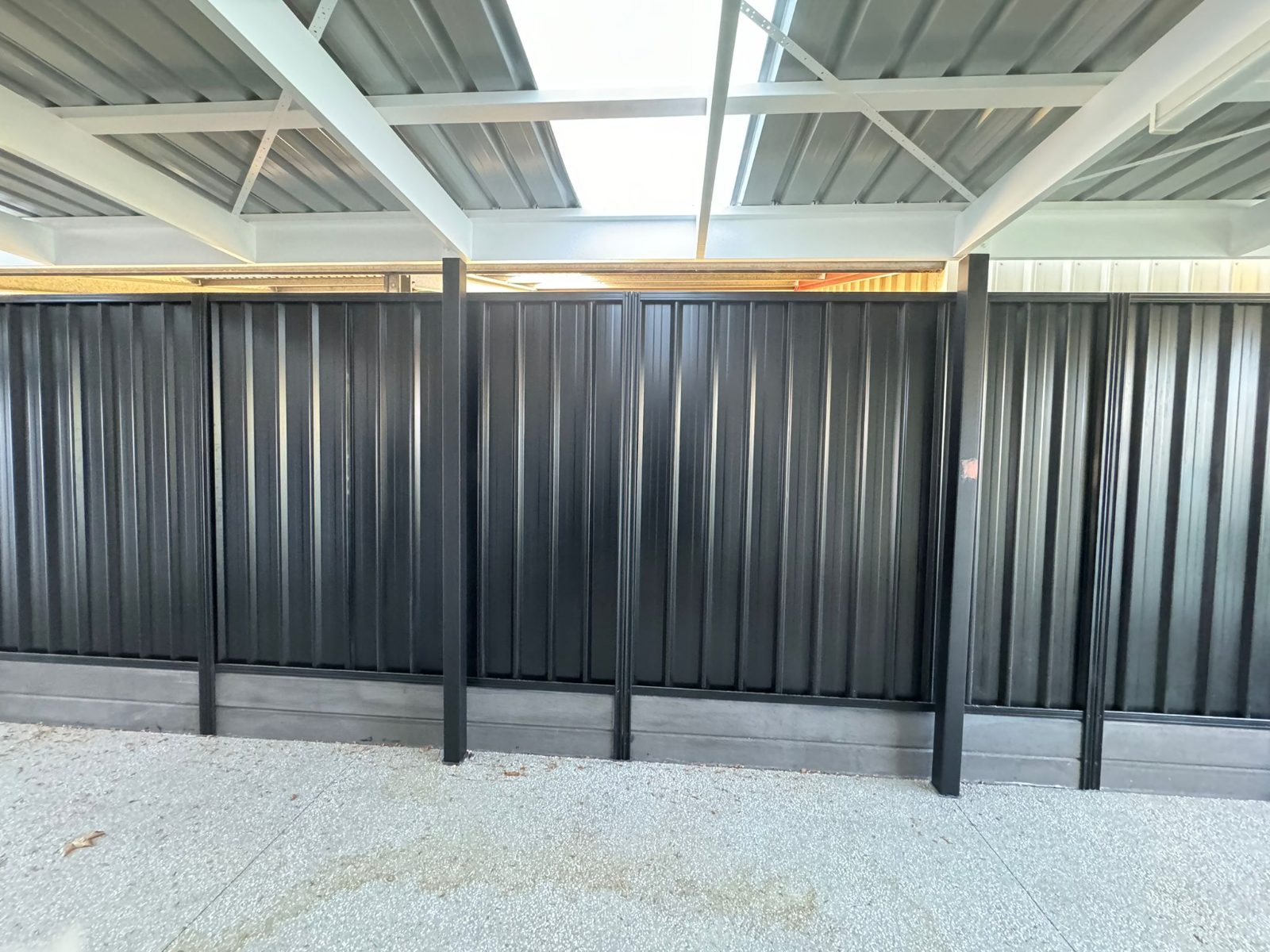 Boundary line, steel post and panel — real AOI site, South Australia