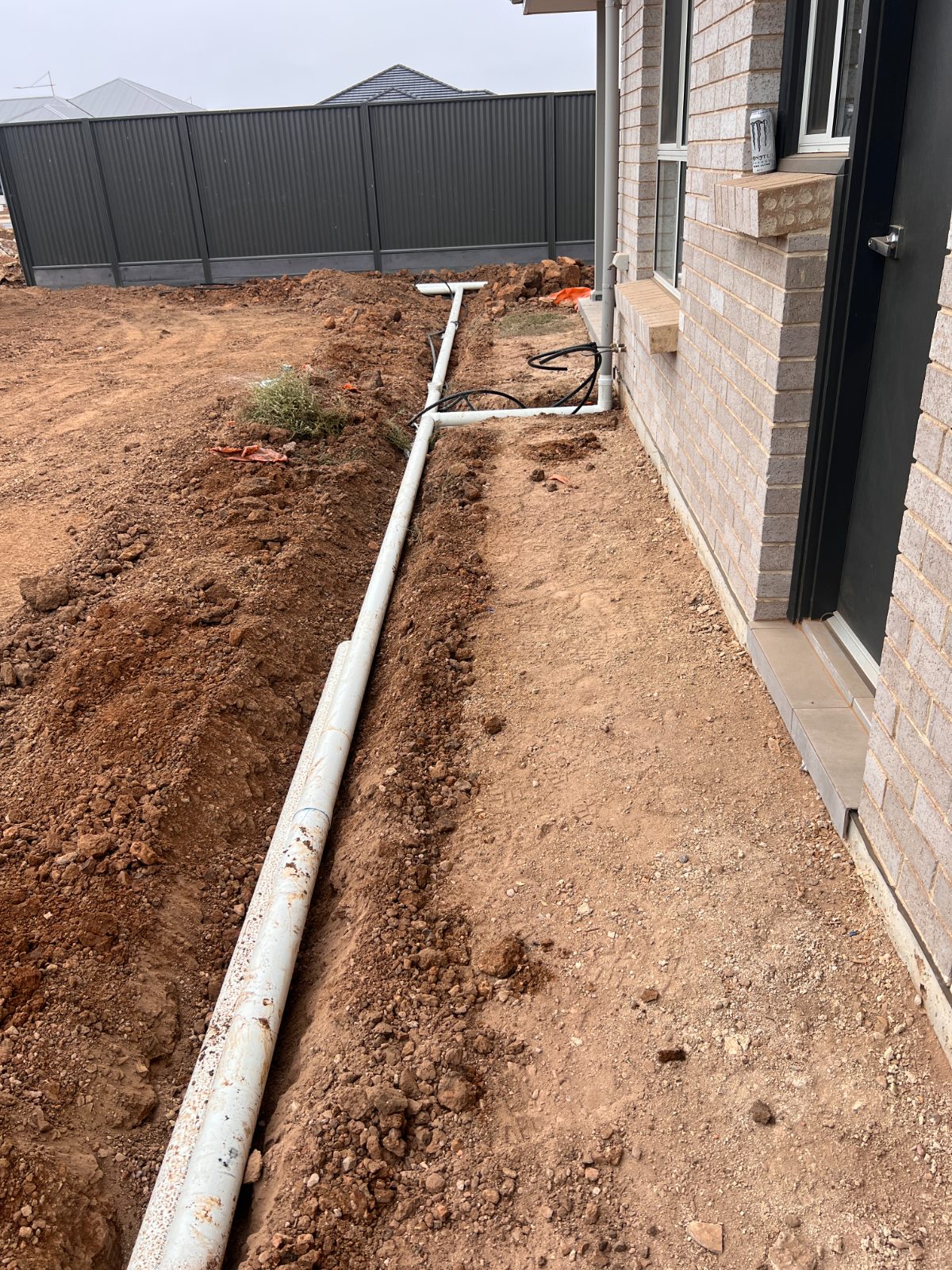 Drainage run, fall-tested — real AOI site, South Australia