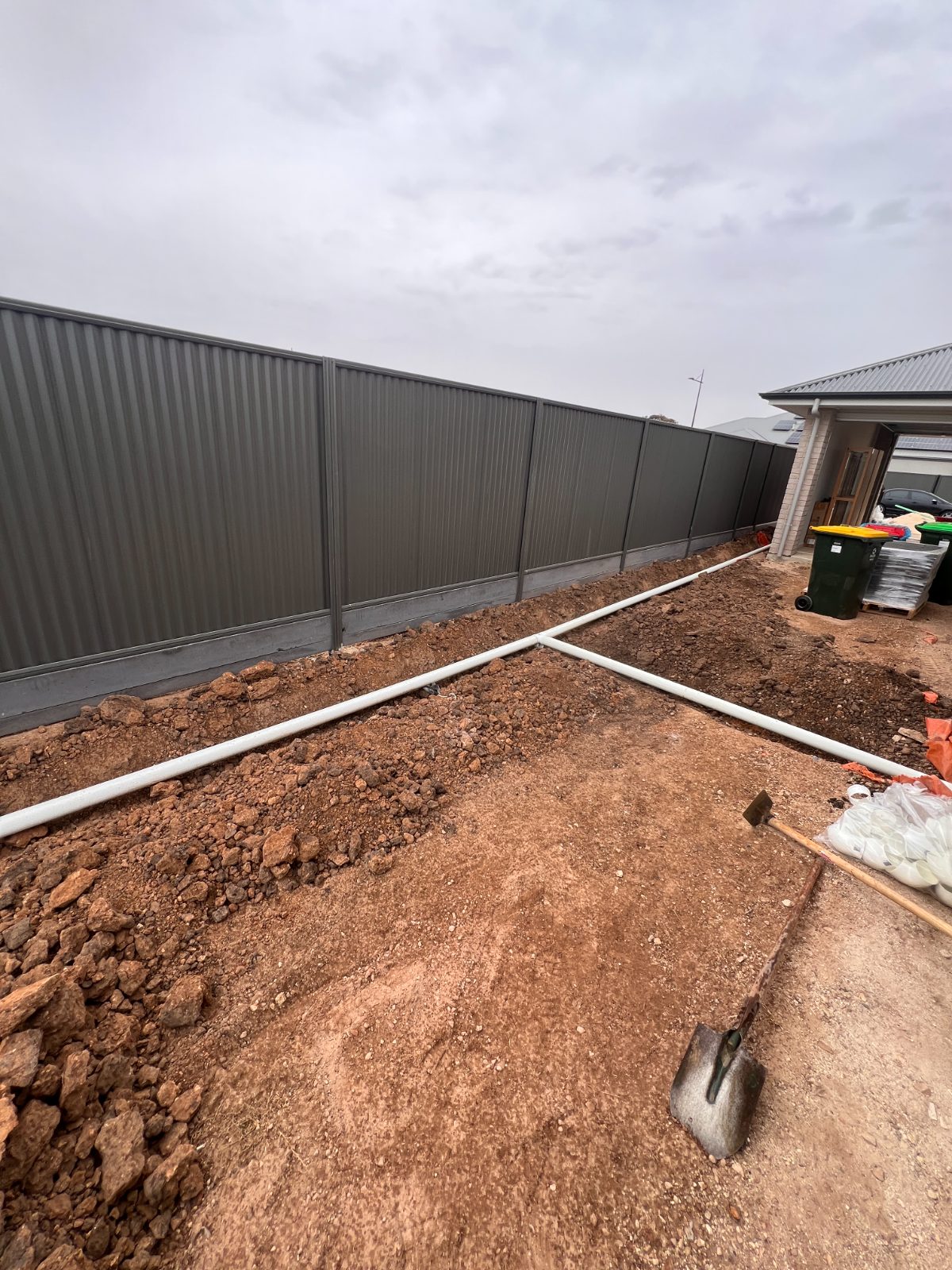 Stormwater in trench — real AOI site, South Australia